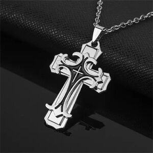 Elegant Silver Cross Pendant Necklace
